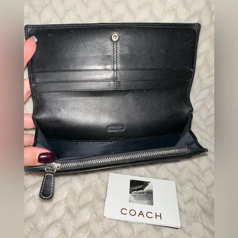 Coach Black Signature Continental Wallet